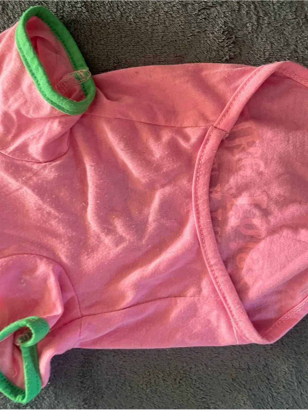 Pink Holiday Mistletoe Dog Tee with Green Trim